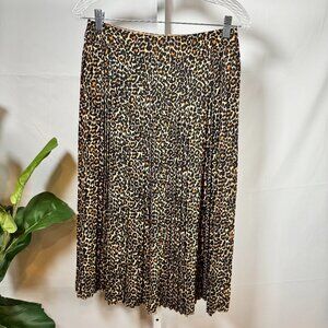 J. Crew Women's Leopard Animal Print Pleated Midi Skirt, Size 4